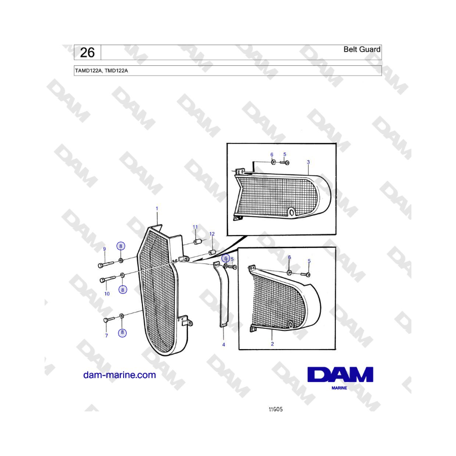 Volvo Penta TAMD122A, TMD122A - Belt Guard