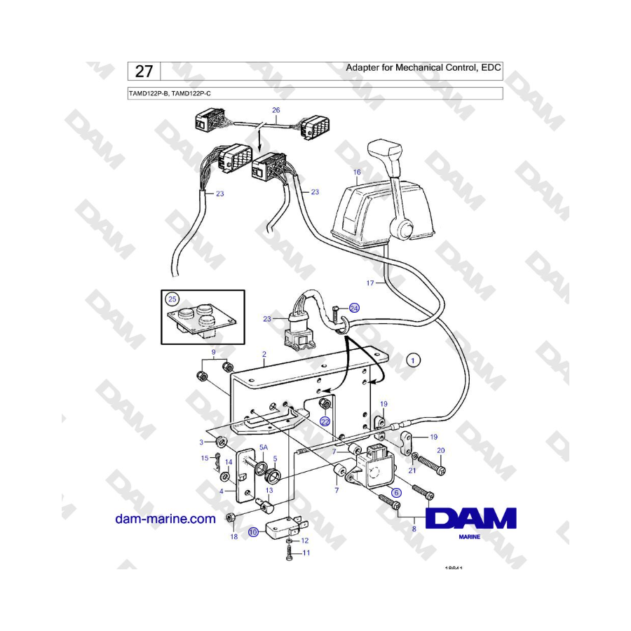 Volvo Penta TAMD122P-B, TAMD122P-C - Adapter for Mechanical Control, EDC