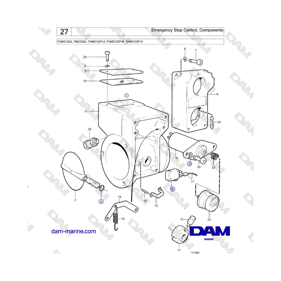 Volvo Penta TAMD122A, TMD122A, TAMD122P-A, TAMD122P-B, TAMD122P-C - Emergency Stop Control, Components