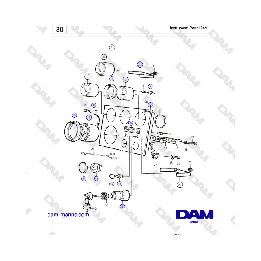 Volvo Penta TAMD122A, TMD122A, TAMD122P-A, TAMD122P-B - Instrument Panel 24V