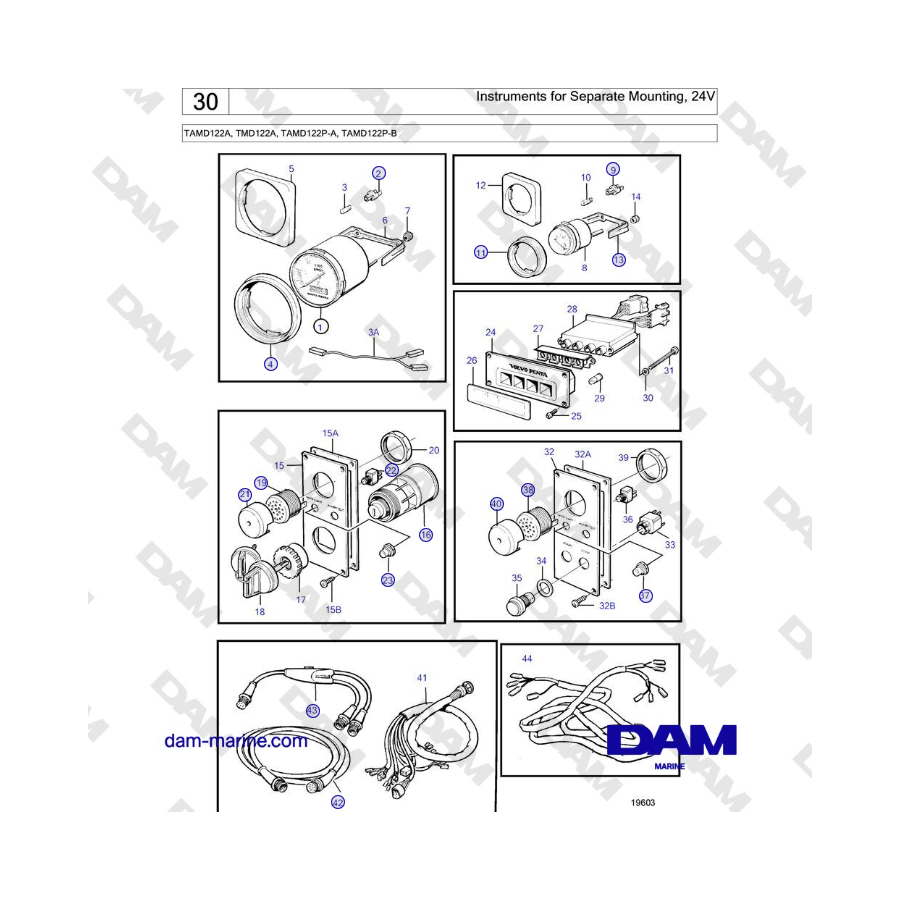 Volvo Penta TAMD122A, TMD122A, TAMD122P-A, TAMD122P-B - Instruments for Separate Mounting, 24V