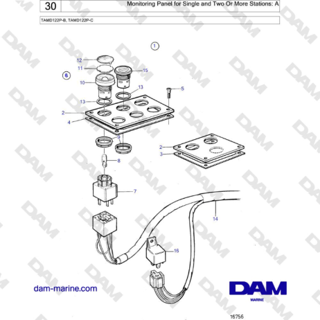 Volvo Penta TAMD122P-B, TAMD122P-C - Monitoring Panel for Single and Two Or More Stations: A