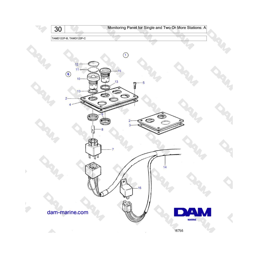 Volvo Penta TAMD122P-B, TAMD122P-C - Monitoring Panel for Single and Two Or More Stations: A