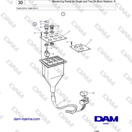 Volvo Penta TAMD122P-B, TAMD122P-C - Monitoring Panel for Single and Two Or More Stations: A 