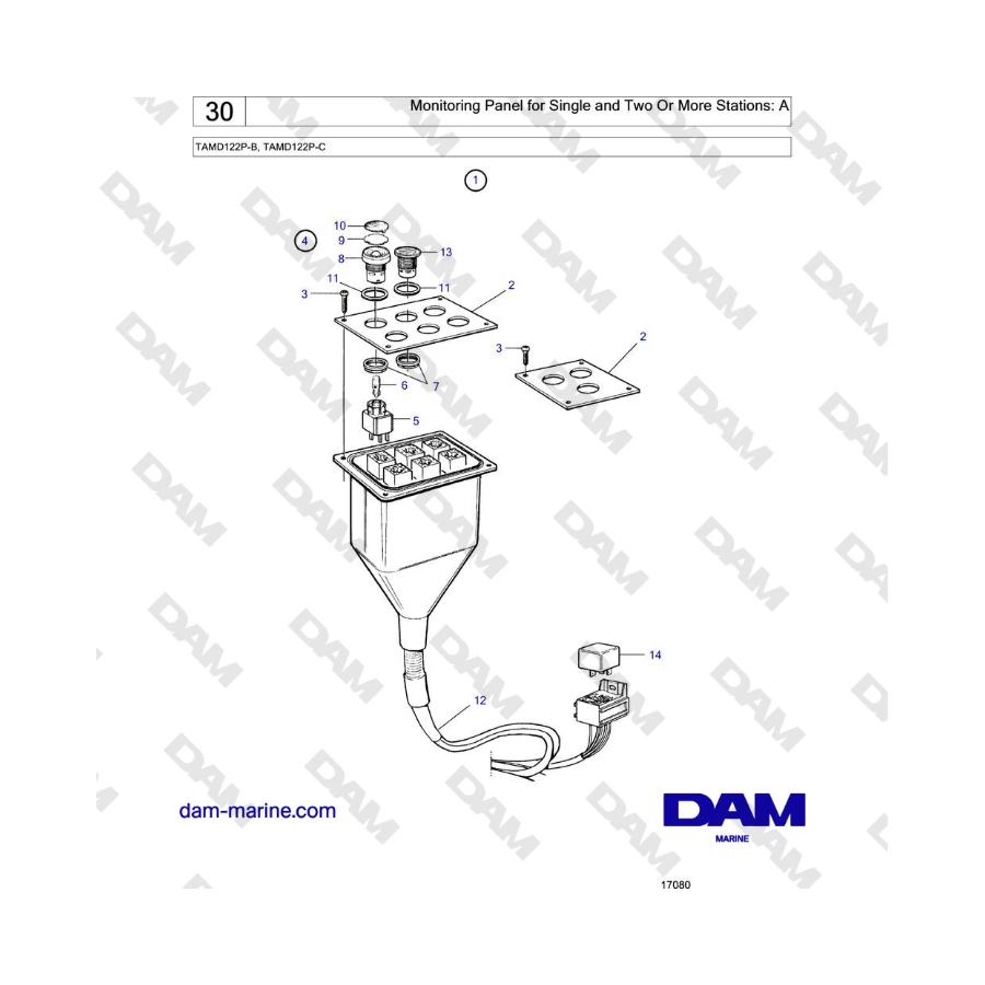 Volvo Penta TAMD122P-B, TAMD122P-C - Monitoring Panel for Single and Two Or More Stations: A 