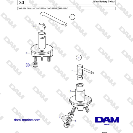 Volvo Penta TAMD122A, TMD122A, TAMD122P-A, TAMD122P-B, TAMD122P-C - Main Battery Switch