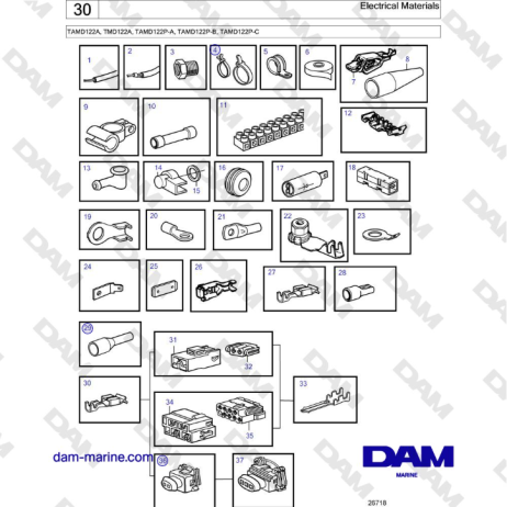 Volvo Penta TAMD122A, TMD122A, TAMD122P-A, TAMD122P-B, TAMD122P-C - Electrical Materials 