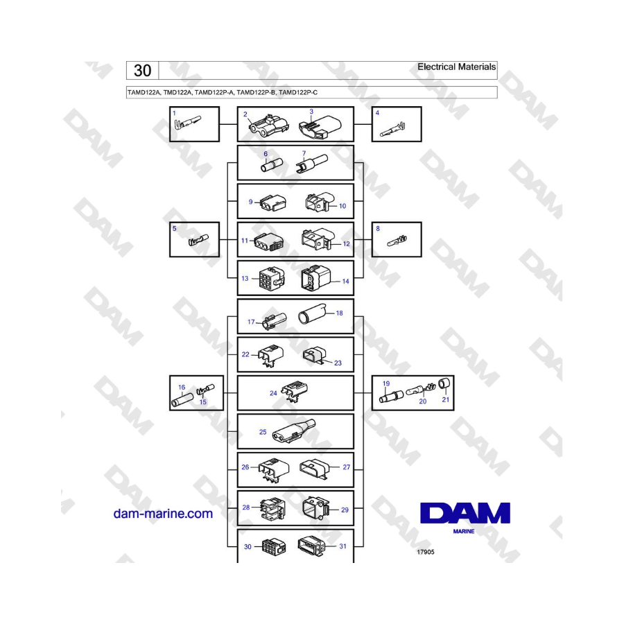 Volvo Penta TAMD122A, TMD122A, TAMD122P-A, TAMD122P-B, TAMD122P-C - Electrical Materials 