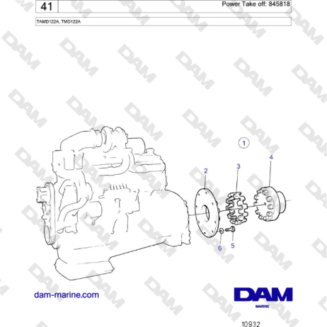 Volvo Penta TAMD122A, TMD122A - Power Take off: 845818