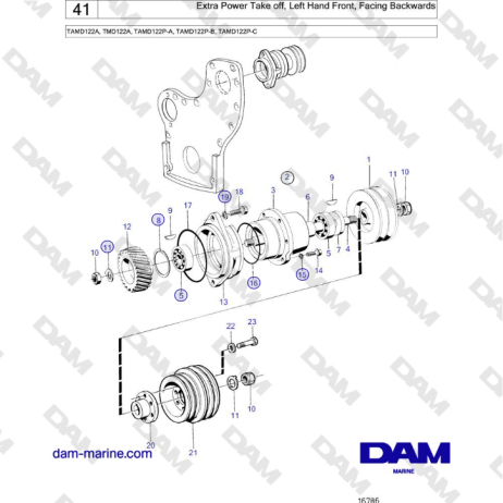 Volvo Penta TAMD122A, TMD122A, TAMD122P-A, TAMD122P-B, TAMD122P-C - Extra Power Take off, Left Hand Front