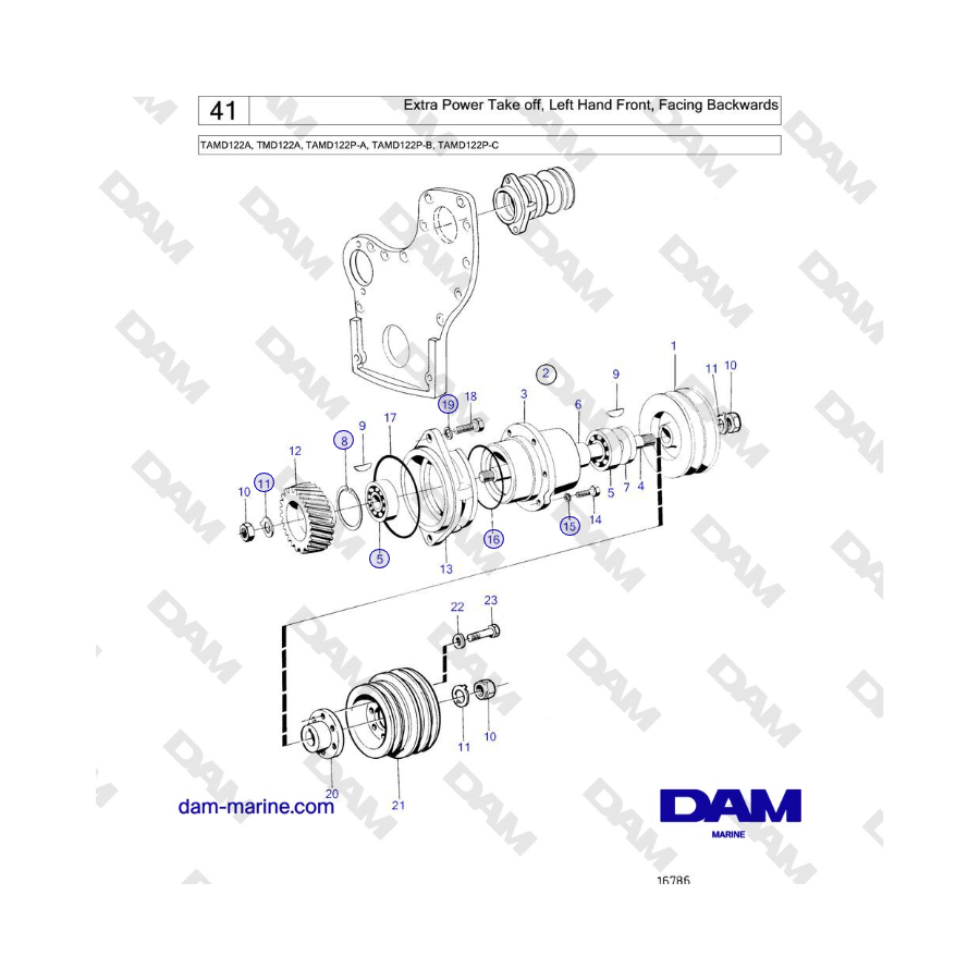 Volvo Penta TAMD122A, TMD122A, TAMD122P-A, TAMD122P-B, TAMD122P-C - Extra Power Take off, Left Hand Front