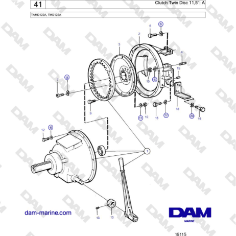 Volvo Penta TAMD122A, TMD122A - Clutch Twin Disc 11,5'': A