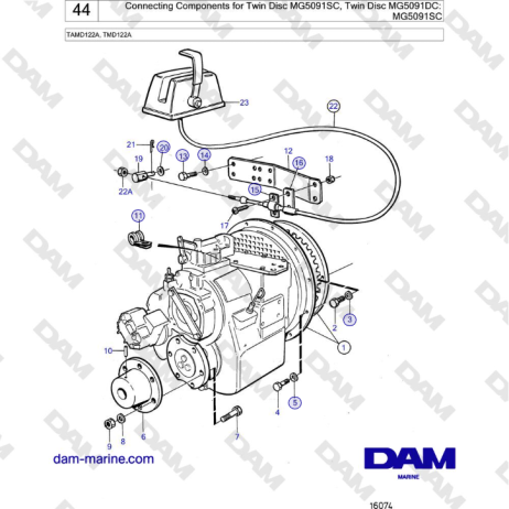 Volvo Penta TAMD122A, TMD122A - Connecting Components for Twin Disc MG5091SC