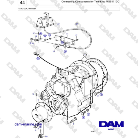 Volvo Penta TAMD122A, TMD122A - Connecting Components for Twin Disc MG5111DC