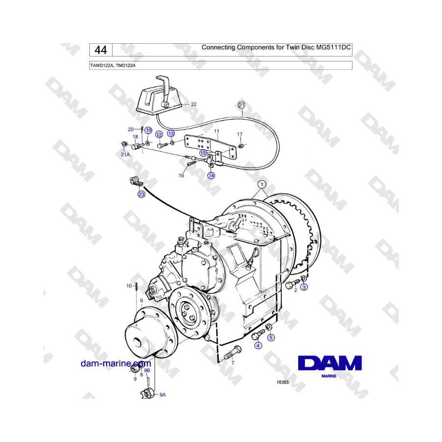 Volvo Penta TAMD122A, TMD122A - Connecting Components for Twin Disc MG5111DC