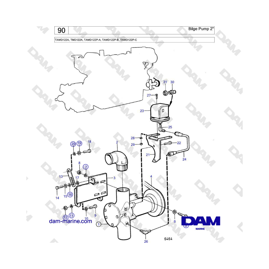 Volvo Penta TAMD122A, TMD122A, TAMD122P-A, TAMD122P-B, TAMD122P-C - Bilge Pump 2'' 