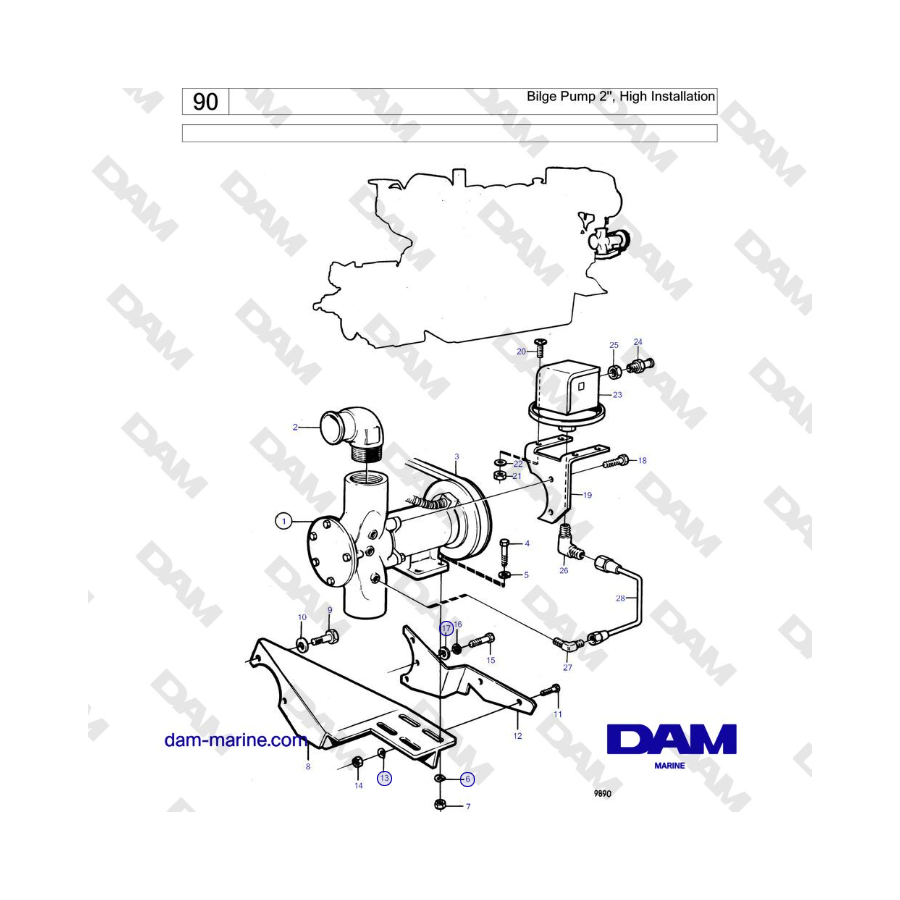 Volvo Penta TAMD122A, TMD122A, TAMD122P-A, TAMD122P-B, TAMD122P-C - Bilge Pump 2'', High Installation 