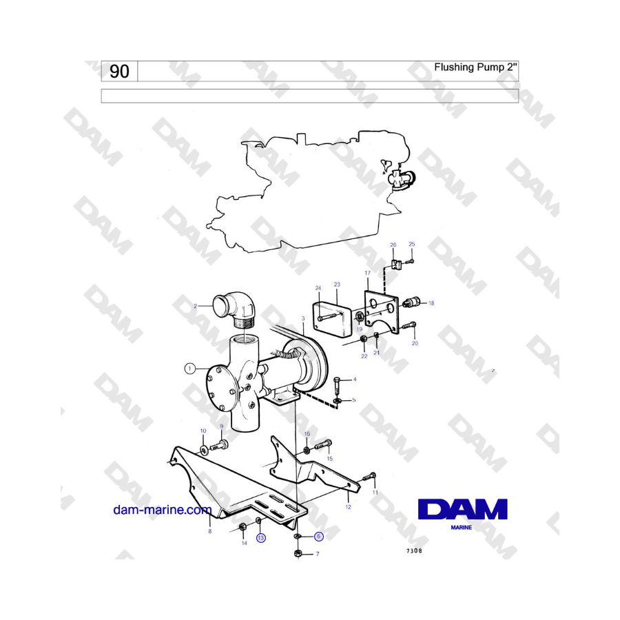 Volvo Penta TAMD122A, TMD122A, TAMD122P-A, TAMD122P-B, TAMD122P-C - Flushing Pump 2'' 