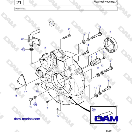 Volvo Penta TAMD165C-A - Flywheel Housing: A 