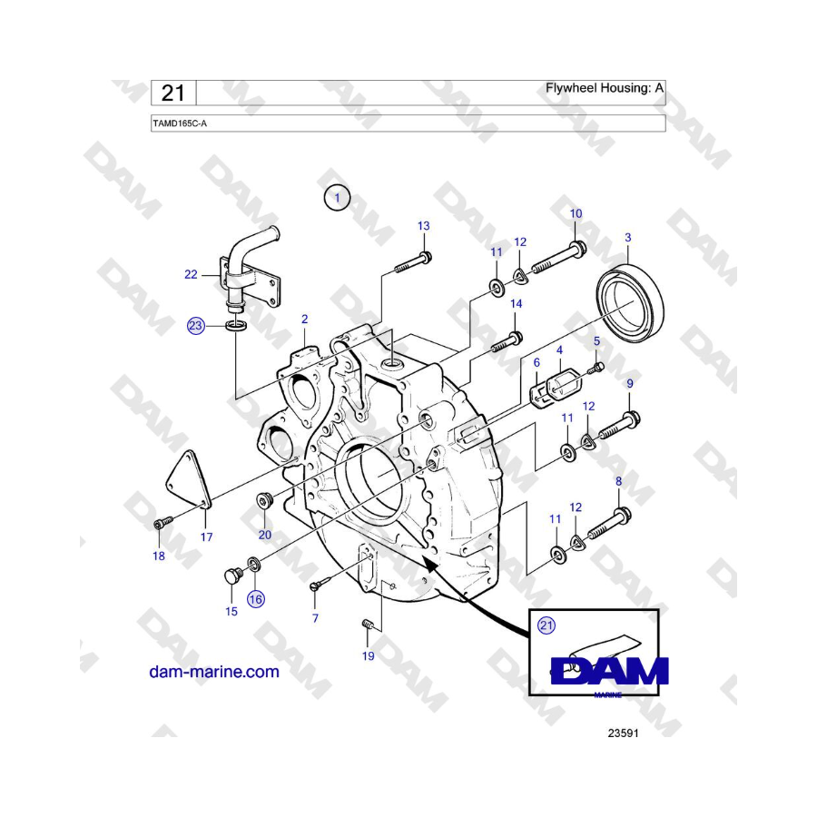 Volvo Penta TAMD165C-A - Flywheel Housing: A 