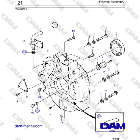 Volvo Penta TAMD165A-A - Flywheel Housing: B