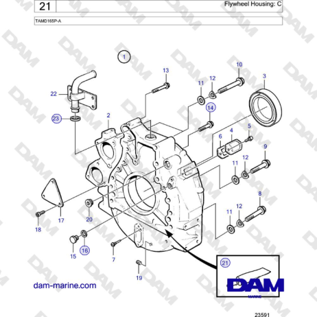 Volvo Penta TAMD165P-A - Flywheel Housing: C 