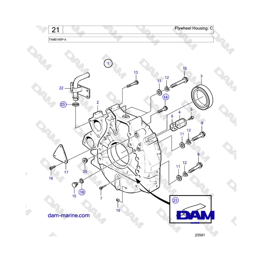 Volvo Penta TAMD165P-A - Flywheel Housing: C 