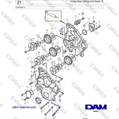 Volvo Penta TAMD165P-A - Timing Gear Casing and Gears: B