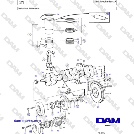 Volvo Penta TAMD165A-A, TAMD165C-A - Crank Mechanism: A