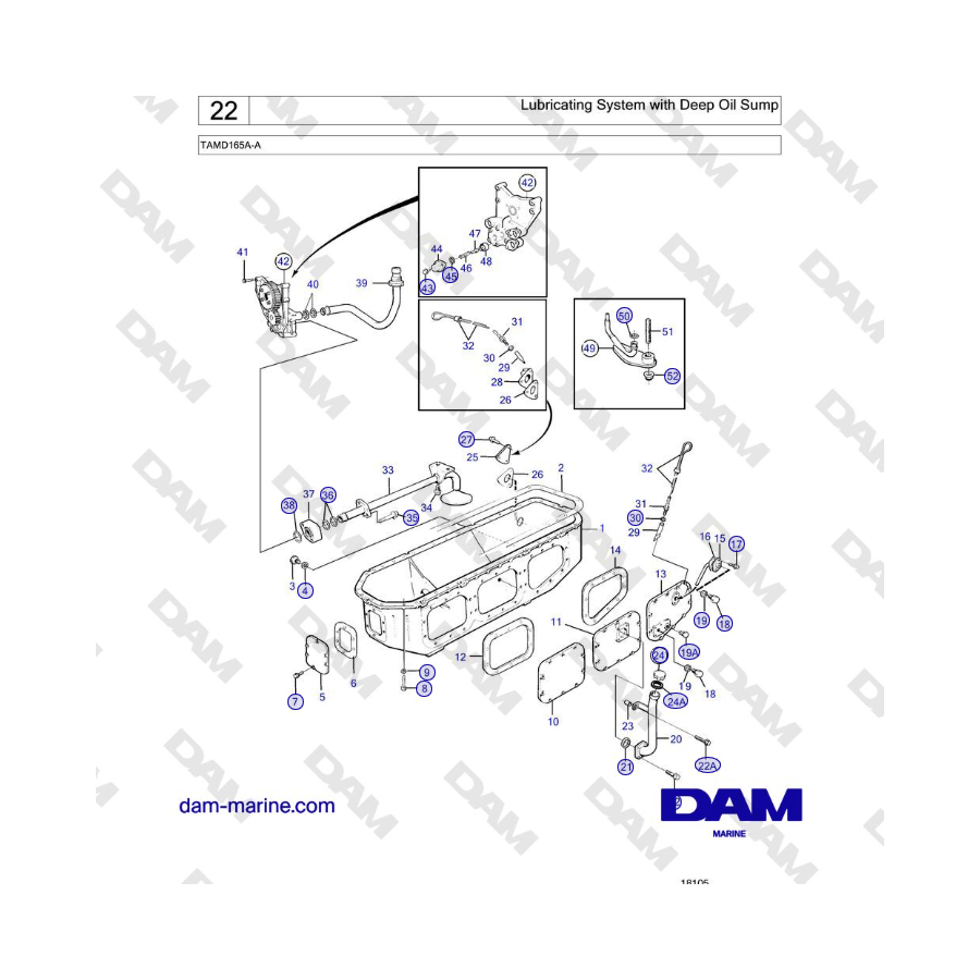 Volvo Penta TAMD165A-A - Lubricating System with Deep Oil Sump