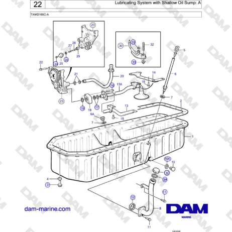 Volvo Penta TAMD165C-A - Lubricating System with Shallow Oil Sump: A 