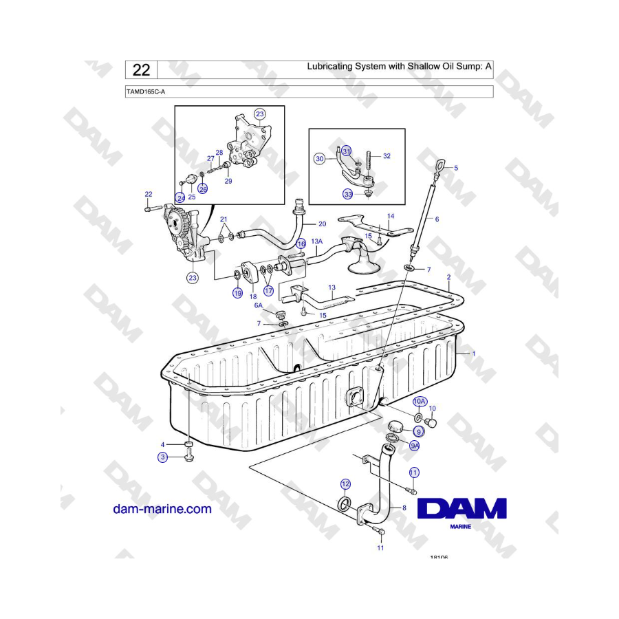 Volvo Penta TAMD165C-A - Lubricating System with Shallow Oil Sump: A 