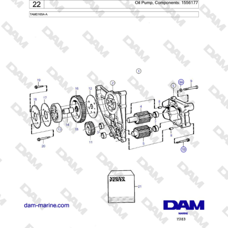 Volvo Penta TAMD165A-A - Oil Pump, Components: 1556177