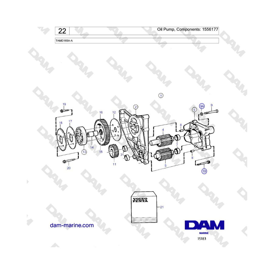 Volvo Penta TAMD165A-A - Oil Pump, Components: 1556177