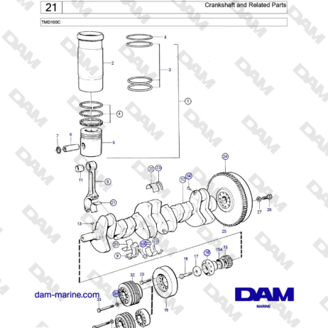 Volvo Penta TMD100C - Crankshaft and Related Parts