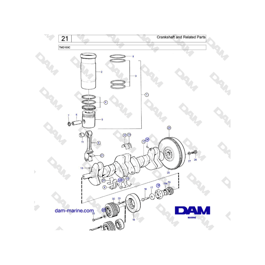 Volvo Penta TMD100C - Crankshaft and Related Parts