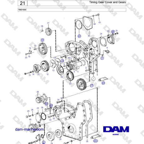 Volvo Penta TMD100C - Timing Gear Cover and Gears