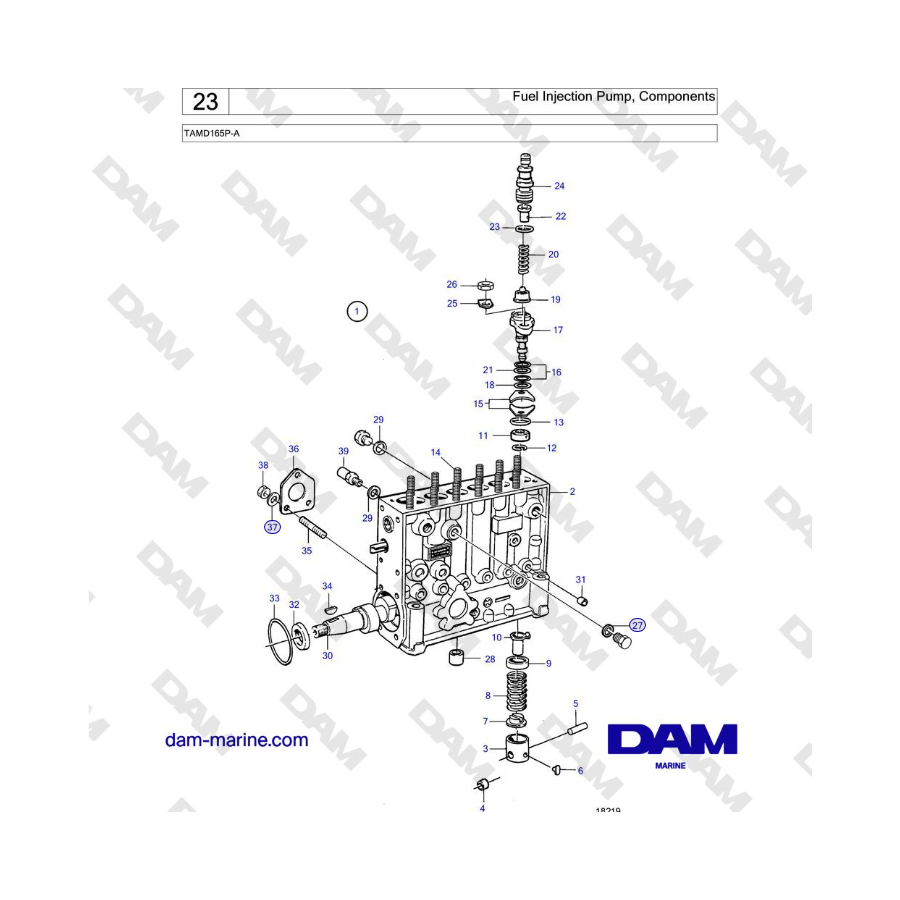 Volvo Penta TAMD165P-A - Fuel Injection Pump, Components