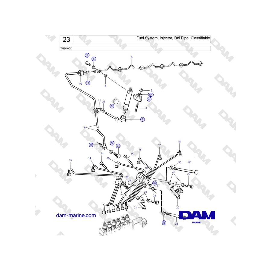 Volvo Penta TMD100C - Fuel System, Injector, Del Pipe. Classifiable