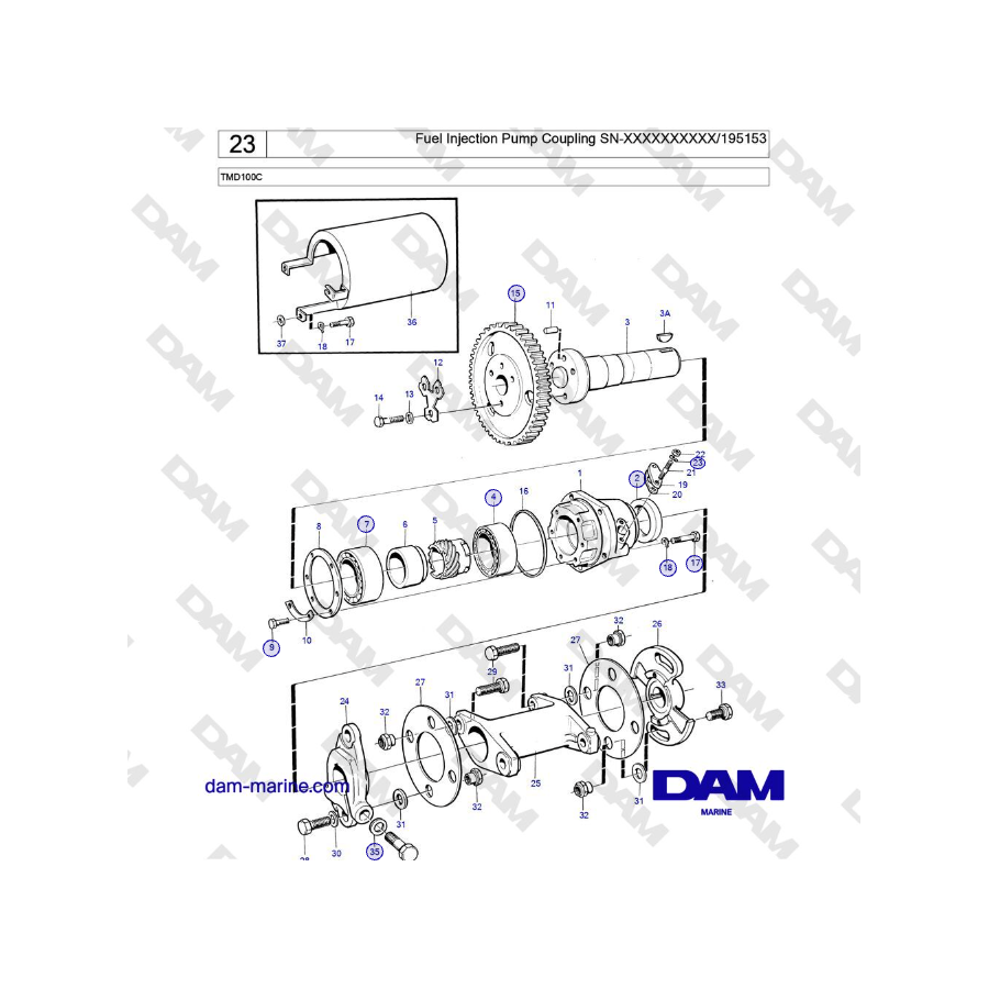 Volvo Penta TMD100C - Fuel Injection Pump Coupling SN-XXXXXXXXXX/195153