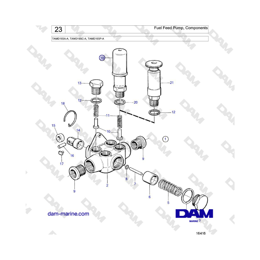 Volvo Penta TAMD165A-A, TAMD165C-A, TAMD165P-A - Fuel Feed Pump, Components