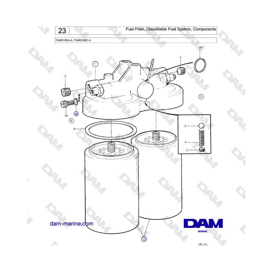 Volvo Penta TAMD165A-A, TAMD165C-A - Fuel Filter, Classifiable Fuel System, Components