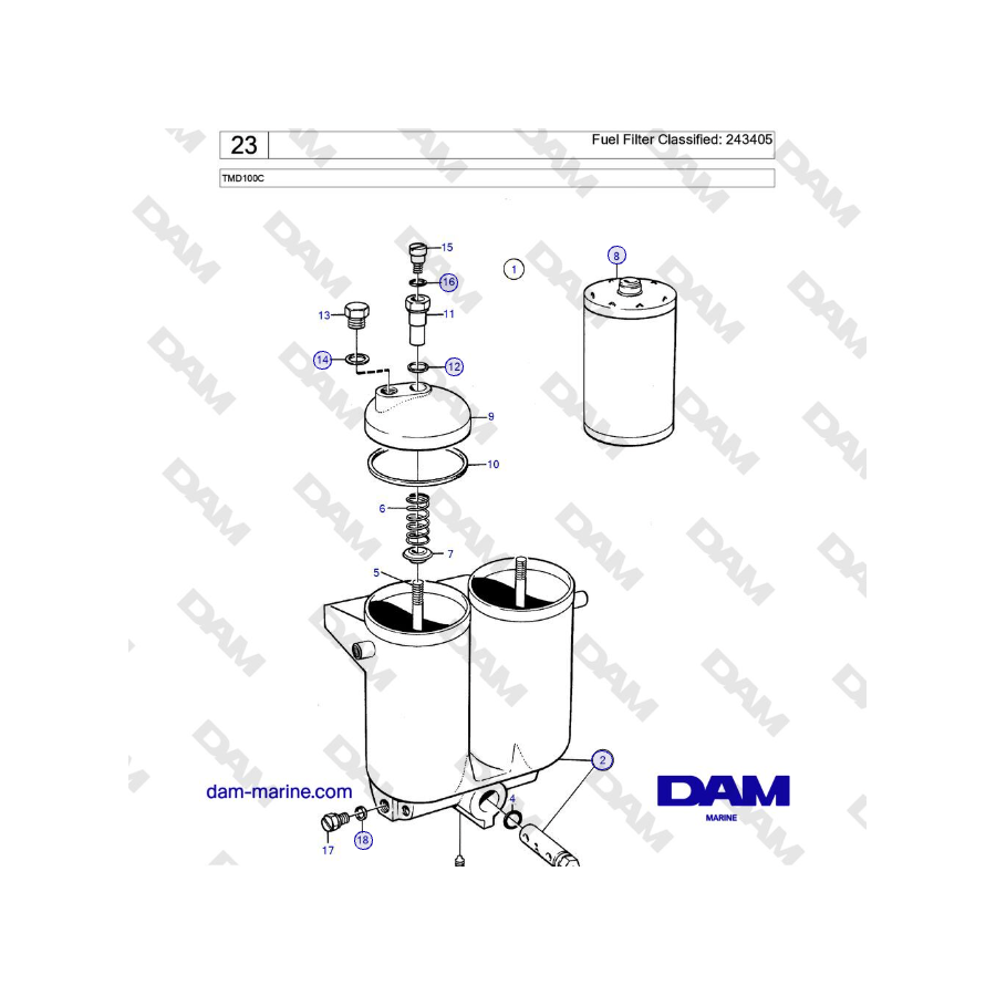 Volvo Penta TMD100C - Fuel Filter Classified: 243405