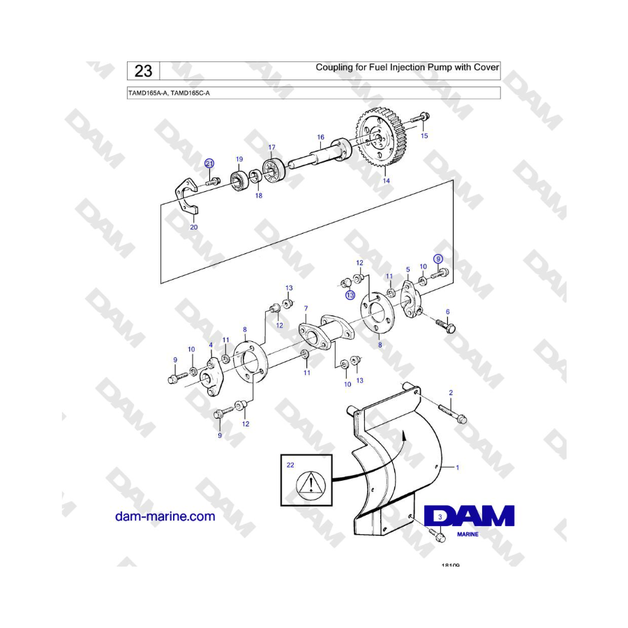 Volvo Penta TAMD165A-A, TAMD165C-A - Coupling for Fuel Injection Pump with Cover 