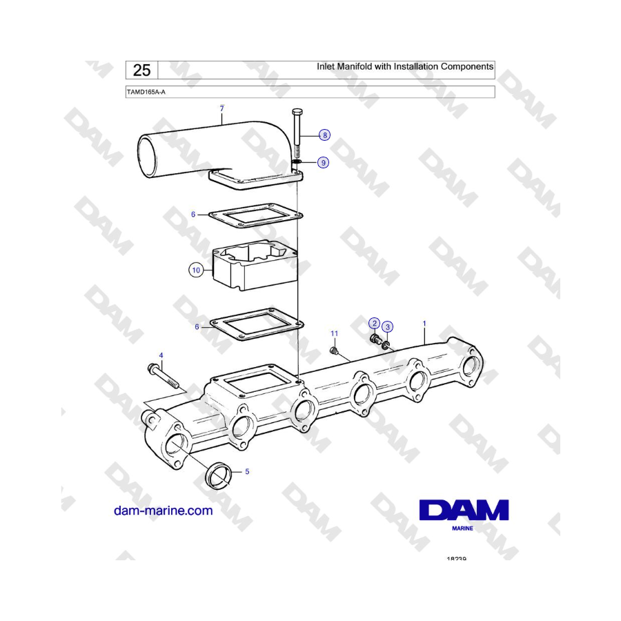 Volvo Penta TAMD165A-A - Inlet Manifold with Installation Components