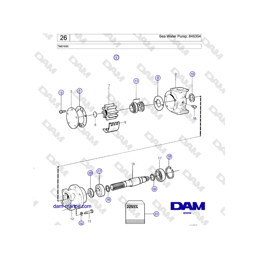 Volvo Penta TMD100C - Sea Water Pump: 846354