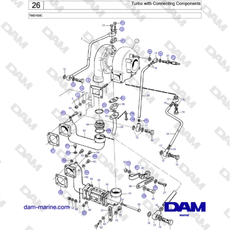 Volvo Penta TMD100C - Turbo with Connecting Components