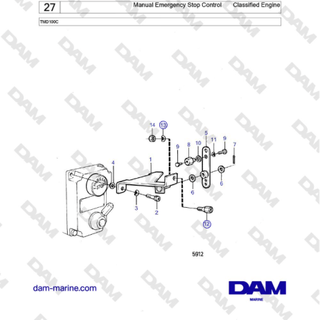 Volvo Penta TMD100C - Manual Emergency Stop Control Classified Engine