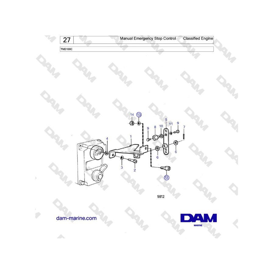 Volvo Penta TMD100C - Manual Emergency Stop Control Classified Engine