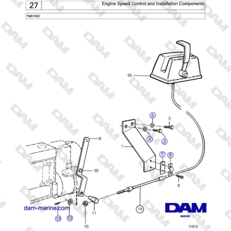 Volvo Penta TMD100C - Engine Speed Control and Installation Components